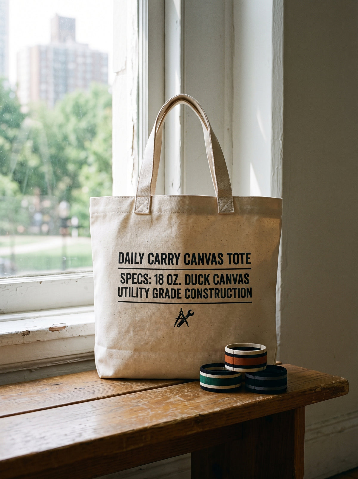 Daily Carry Canvas Tote with the Trackline Wristband Set