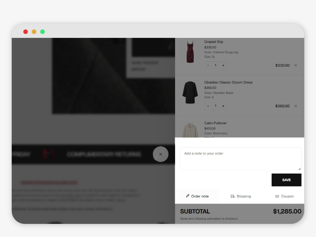 Cart notes